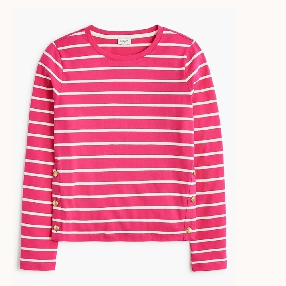 J crew Striped long-sleeve side-button top